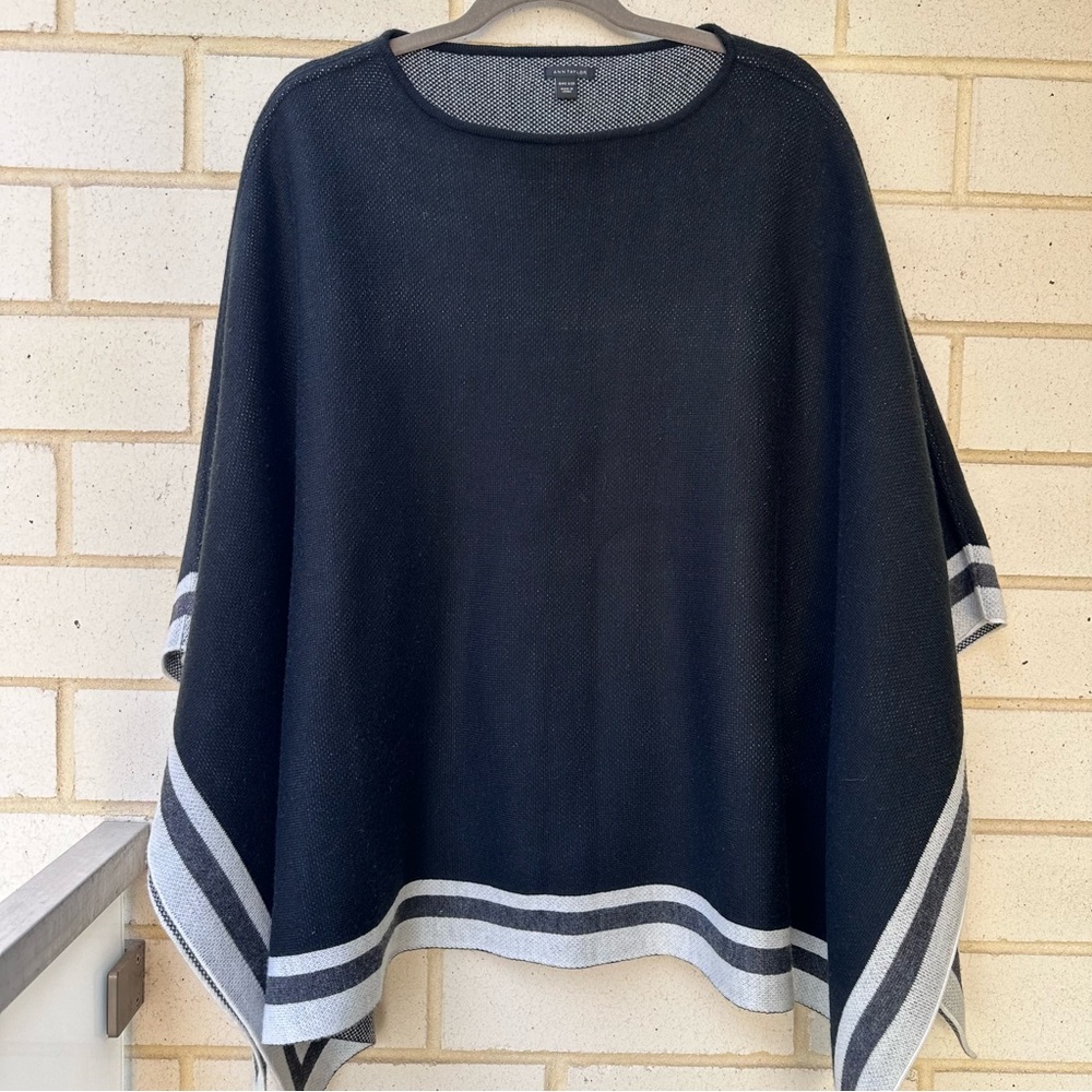 Ann Taylor Black & Gray Knit Oversized Poncho – One Size - Picture 2 of 6